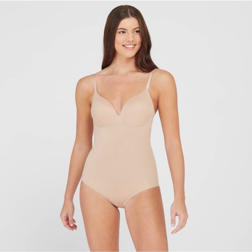 ASSETS BY SPANX Women's Flawless Shaping Nude Cupped Bodysuit Shapewear Size L